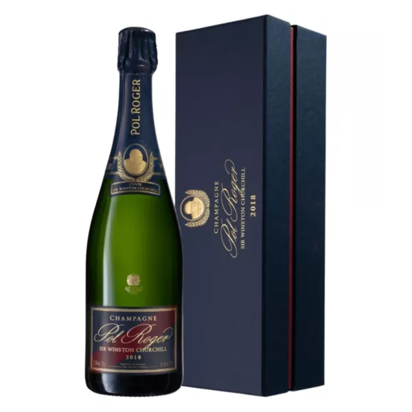 Bouteille de Champagne Pol Roger Cuvée Sir Winston Churchill millésime 2018 avec son coffret