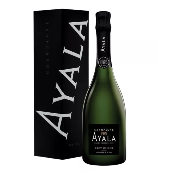 Bouteille de Champagne Ayala Brut Majeur sans étui, cuvée emblématique de la maison Ayala à Aÿ.