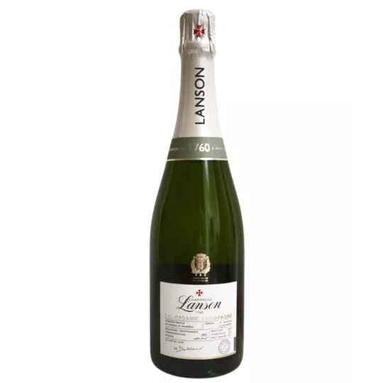 Bouteille Champagne Lanson Le Green Label Bio, étiquette verte certifiée Agriculture Biologique.