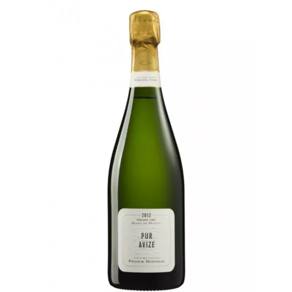 Bouteille de Champagne Franck Bonville Pur Avize Grand Cru Blanc de Blancs, vue de face