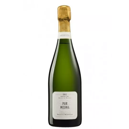 Bouteille de Champagne Franck Bonville Pur Mesnil Grand Cru Blanc de Blancs, vue de face