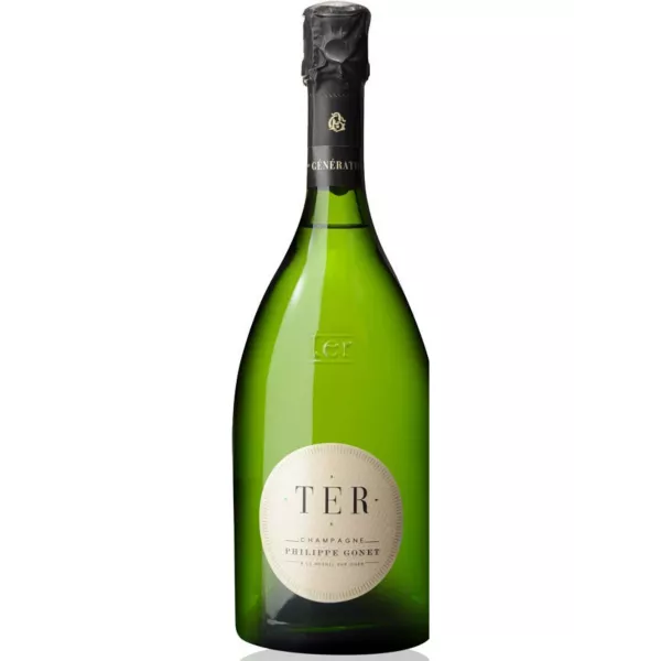 Bouteille de Champagne Philippe Gonet TER Blanc Brut, 75cl, vue de face sur fond blanc