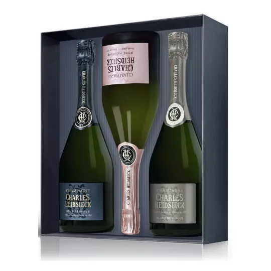 Acheter Coffret Champagne CHARLES HEIDSIECK 3 Bouteilles 75cl (Brut Réserve + Blanc De Blancs + Rosé)