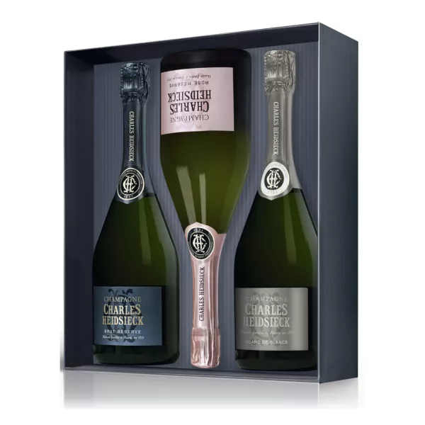 Acheter Coffret Champagne CHARLES HEIDSIECK 3 Bouteilles 75cl (Brut Réserve + Blanc De Blancs + Rosé)