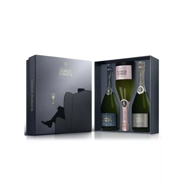 Offrir un coffret de Champagne CHARLES HEIDSIECK 3 Bouteilles 75cl (Brut Réserve + Blanc De Blancs + Rosé)
