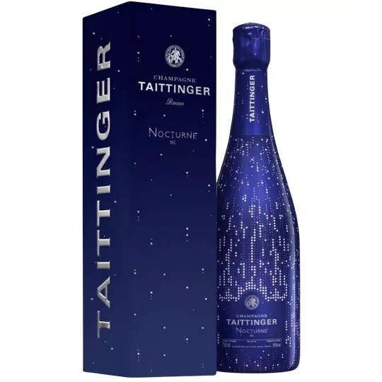 Bouteille de Champagne Taittinger Nocturne, étiquette violette, vue de face