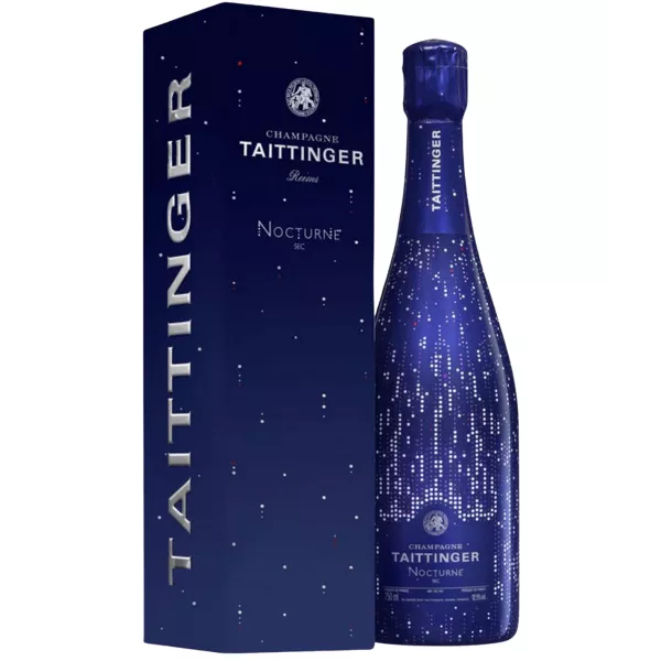 Bouteille de Champagne Taittinger Nocturne, étiquette violette, vue de face