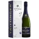 Bouteille de Champagne Taittinger Prélude Grands Crus, vue de face, étiquette blanche et dorée