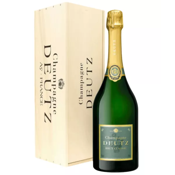 Bouteille de Champagne Deutz Brut Classic Jéroboam 3L, étiquette dorée, vue de face