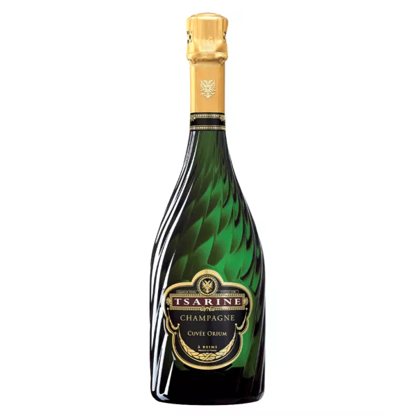 Champagne Tsarine Cuvée Orium - Élégance et finesse dans une bouteille ornée d'une étiquette dorée.