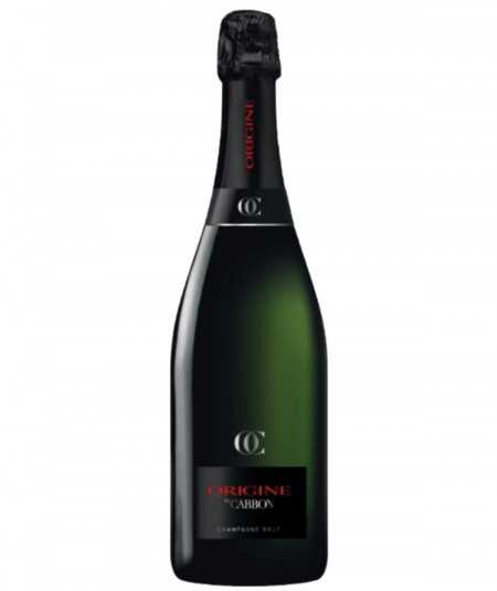 Champagne Carbon Origine : Bouteille de champagne de luxe aux nuances dorées, évoquant l'élégance et le goût exquis