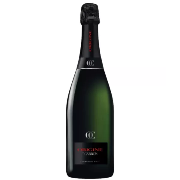 Champagne Carbon Origine : Bouteille de champagne de luxe aux nuances dorées, évoquant l'élégance et le goût exquis