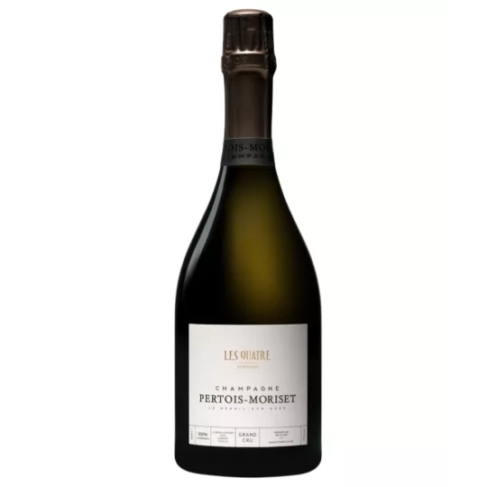 Bouteille de Champagne Pertois-Moriset Les Quatre Terroirs Brut Blanc de Blancs Grand Cru sur fond neutre