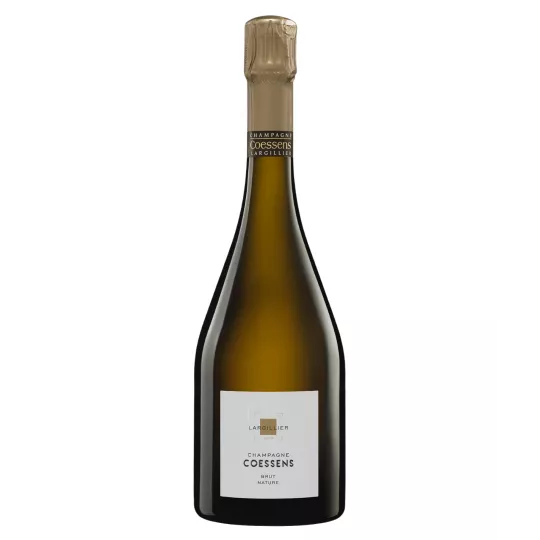Bouteille de Champagne Coessens Brut Nature, Blanc de Noirs, vue de face