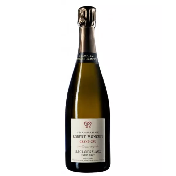 bouteille de magnum de champagne robert moncuit blanc de blancs extra-brut grand cru, vue de face